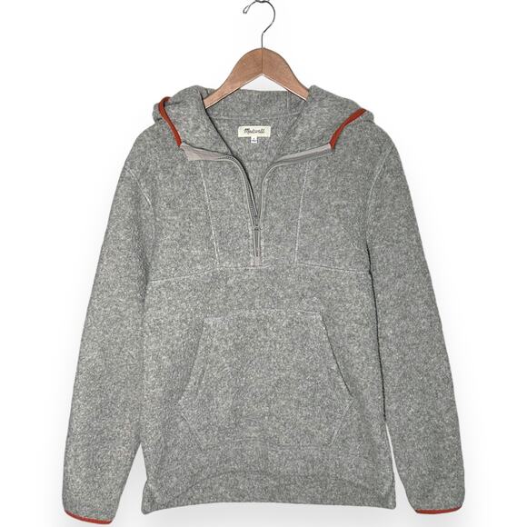 MADEWELL Polartec Thermal Pro Pullover Fleece Hoodie Sherpa Half Zip Cozy Gray - Picture 9 of 15